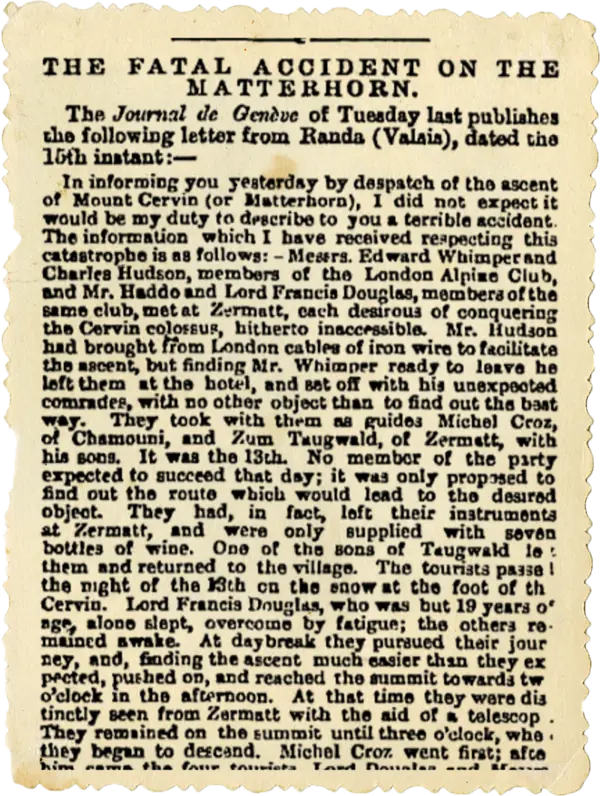 Coupure de presse de The Manchester Guardian, 22 Juillet 1865